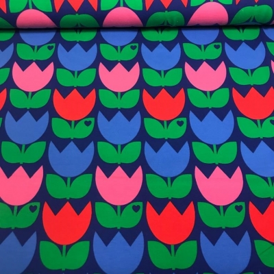 French Terry | byGraziela | Tulpen Farbmix rosa rot blau